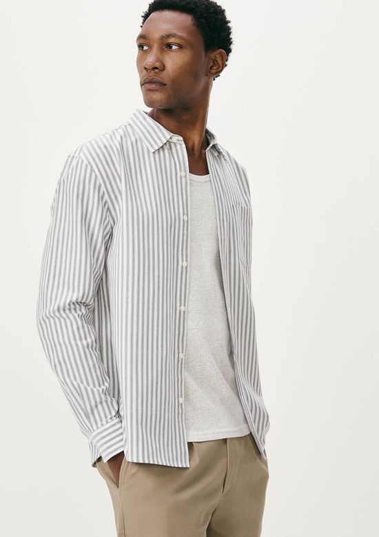 Foto do produto: Camisa Masculina Manga Longa Fio Tinto Listrada - Cinza