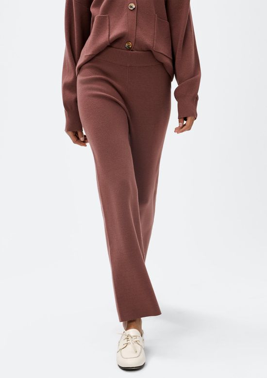 Foto do produto: Calça Feminina Reta Cintura Alta Em Tricô - Vinho