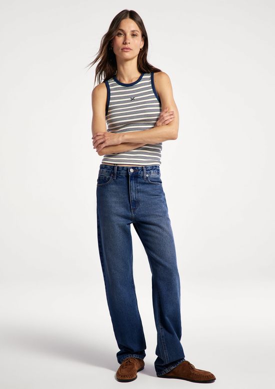 Foto do produto: Calça Jeans Feminina Reta Cintura Média - Azul