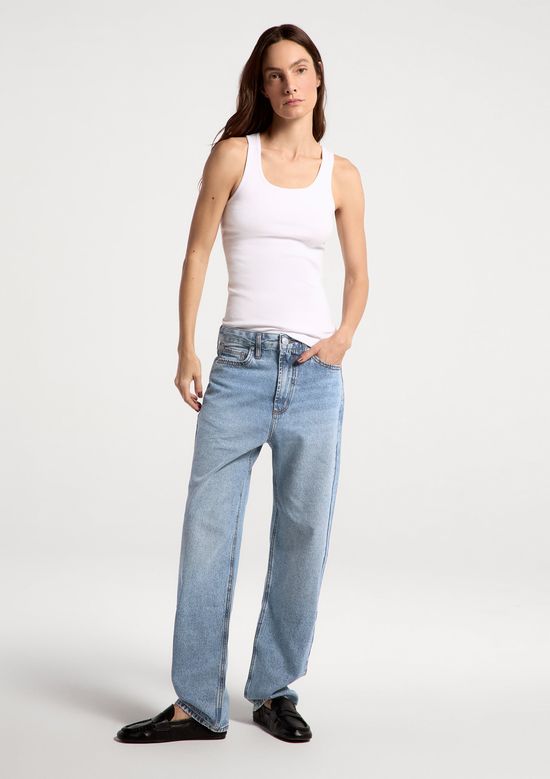 Foto do produto: Calça Jeans Feminina Reta Cintura Média - Azul