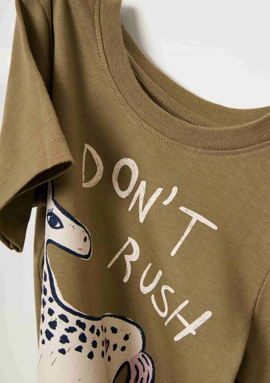 Foto do produto: Blusa Infantil Menina Manga Curta Com Estampa - Caqui