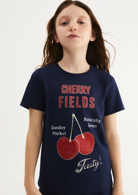 Foto do produto: Blusa Infantil Menina Manga Curta Com Estampa - Azul