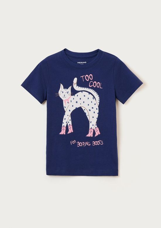 Foto do produto: Blusa Infantil Menina Manga Curta Com Estampa - Azul