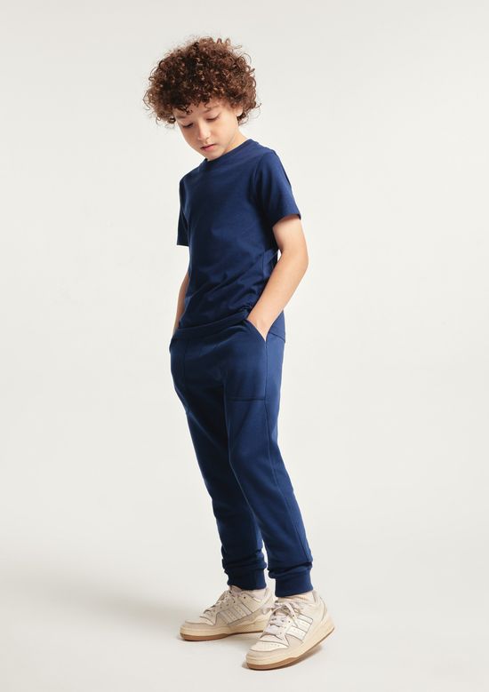 Foto do produto: Calça Básica Infantil Menino Em Moletom Peluciado Com Bolso - Azul