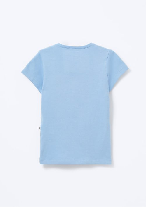 Foto do produto: Blusa Básica Infantil Menina Manga Curta Slim Com Bordado Coração - Azul