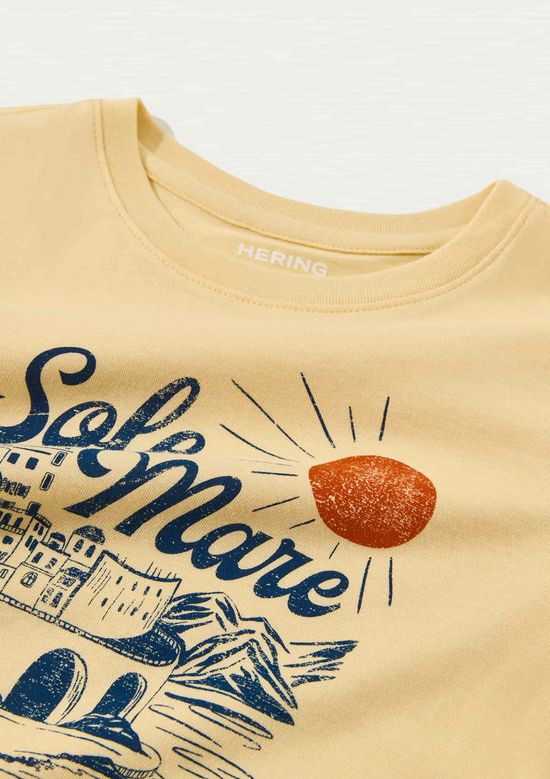 Foto do produto: Blusa Infantil Menina Manga Curta Com Estampa - Amarelo