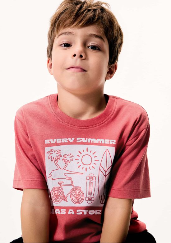 Foto do produto: Camiseta Infantil Menino Manga Curta Com Estampa - Vermelho
