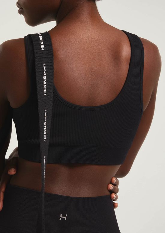 Foto do produto: Top Esportivo Canelado Sem Costura - Preto