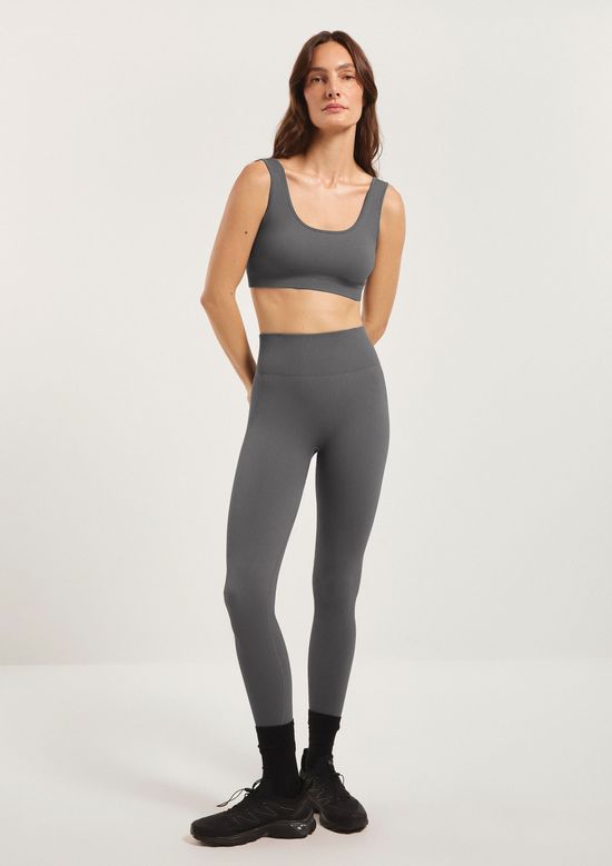 Foto do produto: Calça Legging Feminina Canelada Sem Costura - Cinza