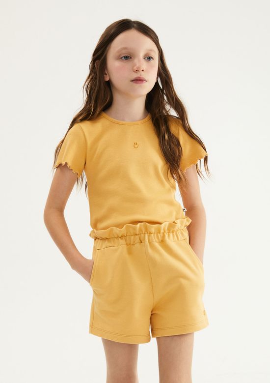 Foto do produto: Blusa Manga Curta Infantil Menina Em Ribana - Amarelo