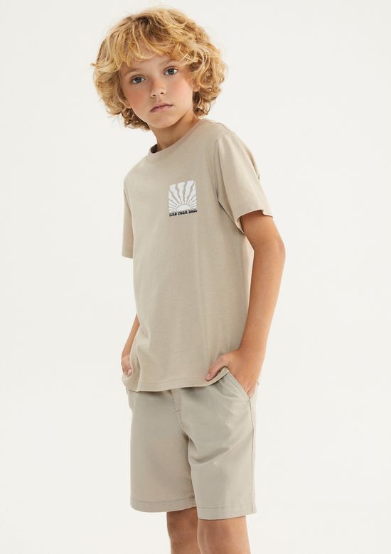 Foto do produto: Camiseta Infantil Menino Regular Estampada - Bege