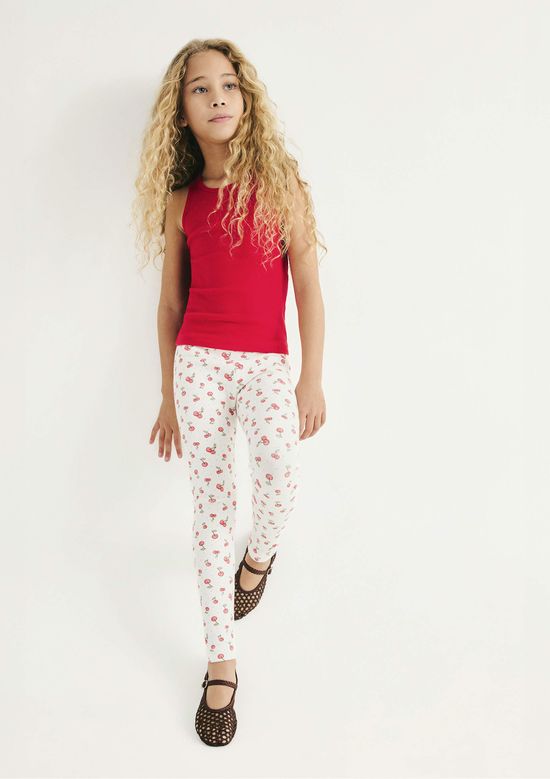 Foto do produto: Calça Legging Infantil Menina Estampada Em Ribana - Off white