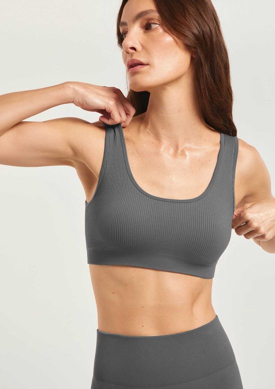 Foto do produto: Top Esportivo Canelado Sem Costura - Cinza