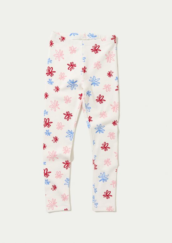 Foto do produto: Calça Legging Infantil Menina Estampada Em Ribana - Off white