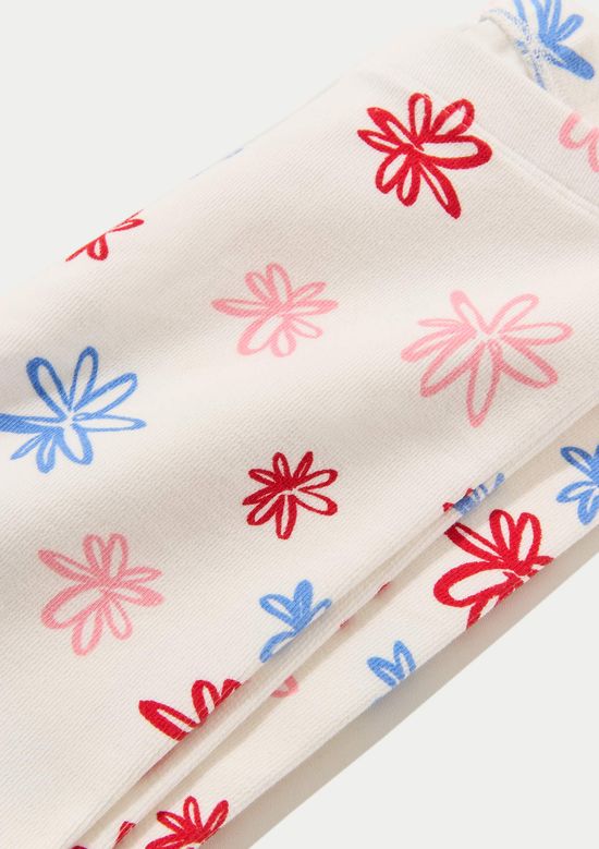 Foto do produto: Calça Legging Infantil Menina Estampada Em Ribana - Off white