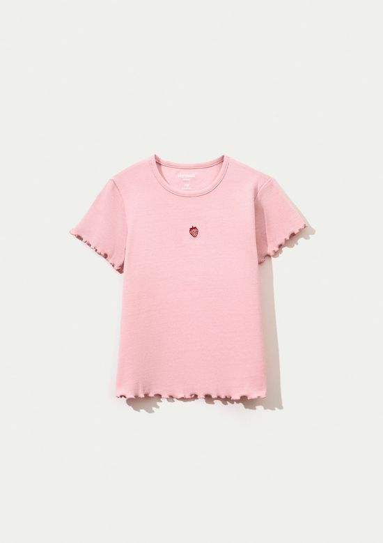 Foto do produto: Blusa Manga Curta Infantil Menina Em Ribana - Rosa