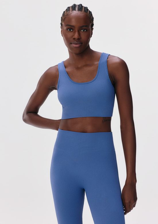 Foto do produto: Top Esportivo Canelado Sem Costura - Azul