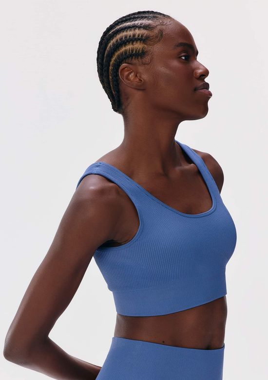 Foto do produto: Top Esportivo Canelado Sem Costura - Azul
