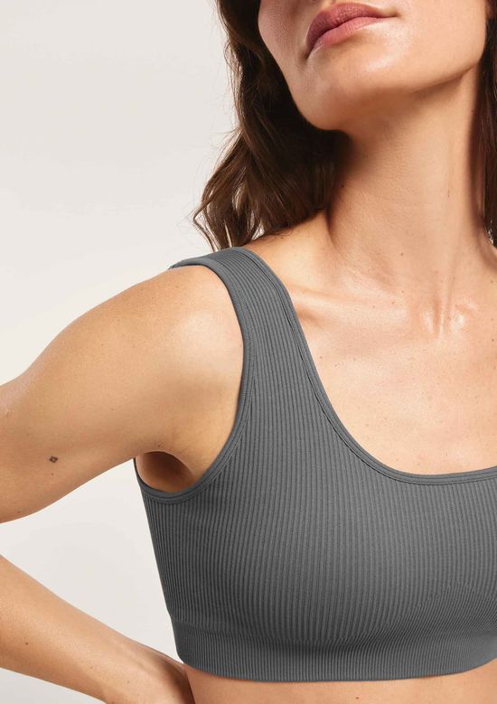 Foto do produto: Top Esportivo Canelado Sem Costura - Cinza
