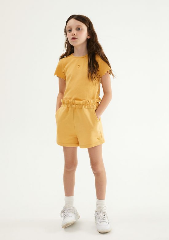 Foto do produto: Shorts Básico Infantil Menina Clochard Em Moletom - Amarelo