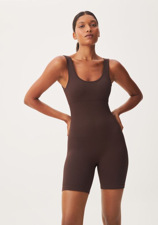 Foto do produto: Macaquinho Esportivo Canelado Sem Costura - Marrom