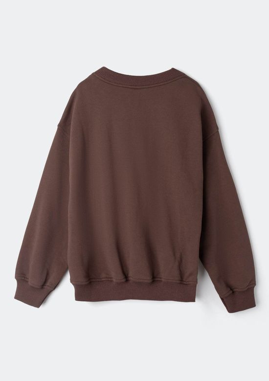 Foto do produto: Blusão De Moletom Infantil Menina Oversized Com Estampa - Marrom