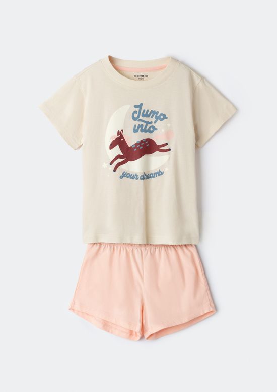 Foto do produto: Pijama Infantil Menina Curto Com Estampa - Rosa
