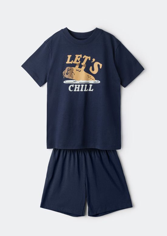 Foto do produto: Pijama Infantil Menino Curto Com Estampa - Azul