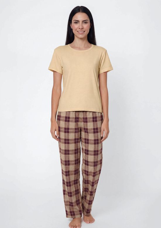 Foto do produto: Pijama Feminino Longo Fio Tinto - Marrom
