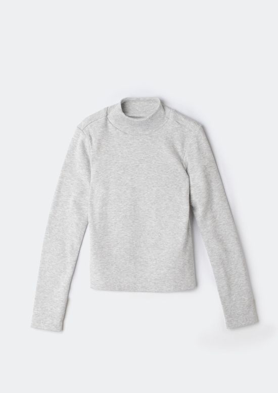 Foto do produto: Blusa Básica Infantil Menina Manga Longa Com Gola Alta - Cinza