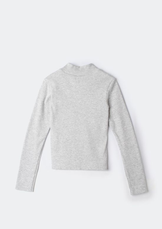 Foto do produto: Blusa Básica Infantil Menina Manga Longa Com Gola Alta - Cinza