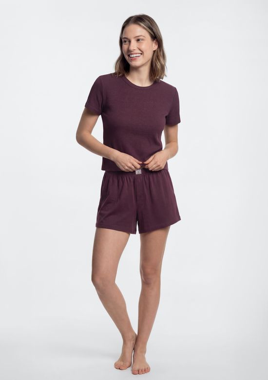 Foto do produto: Pijama Curto Feminino Em Malha Premium - Vermelho