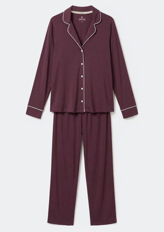 Foto do produto: Pijama Longo Feminino Com Botões - Vinho