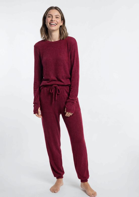 Foto do produto: Pijama Feminino Longo Em Tricô - Vinho