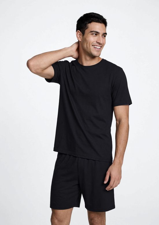 Foto do produto: Pijama Curto Masculino Comfort Em Algodão Pima - Preto