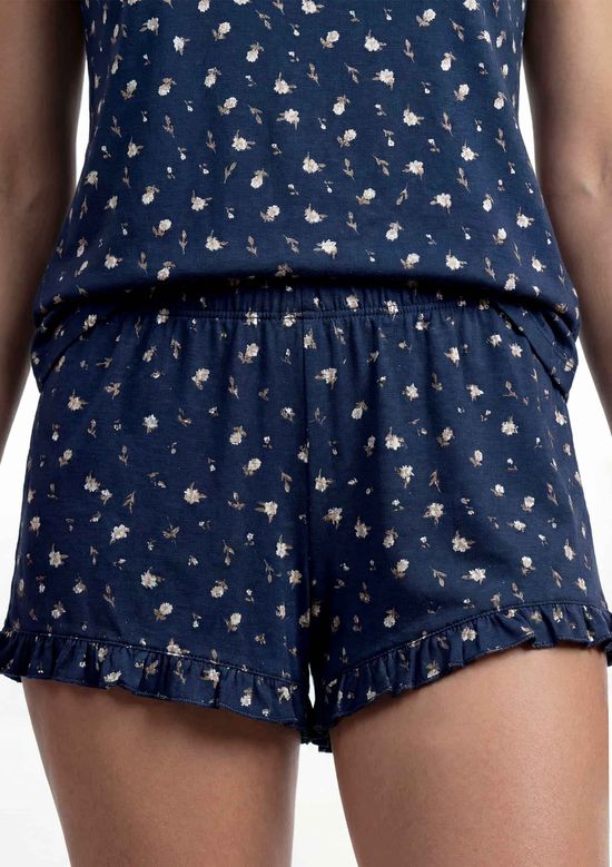 Foto do produto: Pijama Curto Feminino Estampado Decote V - Azul