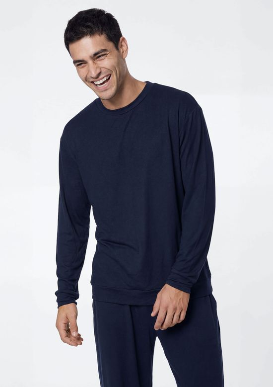 Foto do produto: Pijama Longo Masculino Em Tricô Leve - Azul