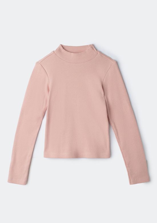 Foto do produto: Blusa Básica Infantil Menina Manga Longa Com Gola Alta - Rosa