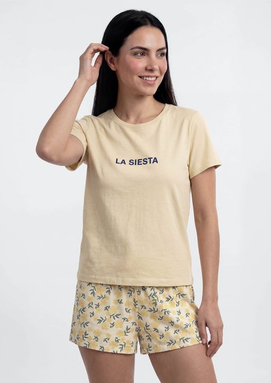 Foto do produto: Pijama Curto Feminino Estampado - Creme