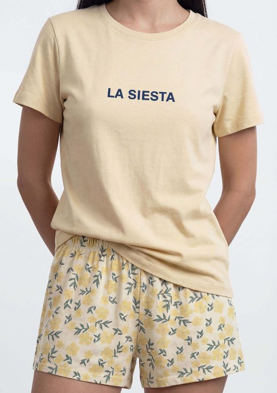 Foto do produto: Pijama Curto Feminino Estampado - Creme