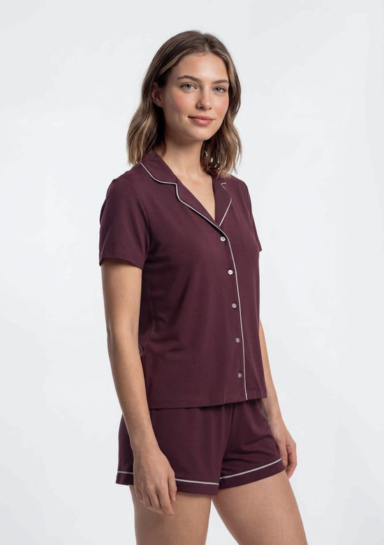 Foto do produto: Pijama Curto Feminino Com Botões - Vermelho