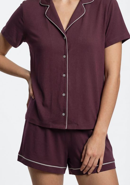 Foto do produto: Pijama Curto Feminino Com Botões - Vermelho