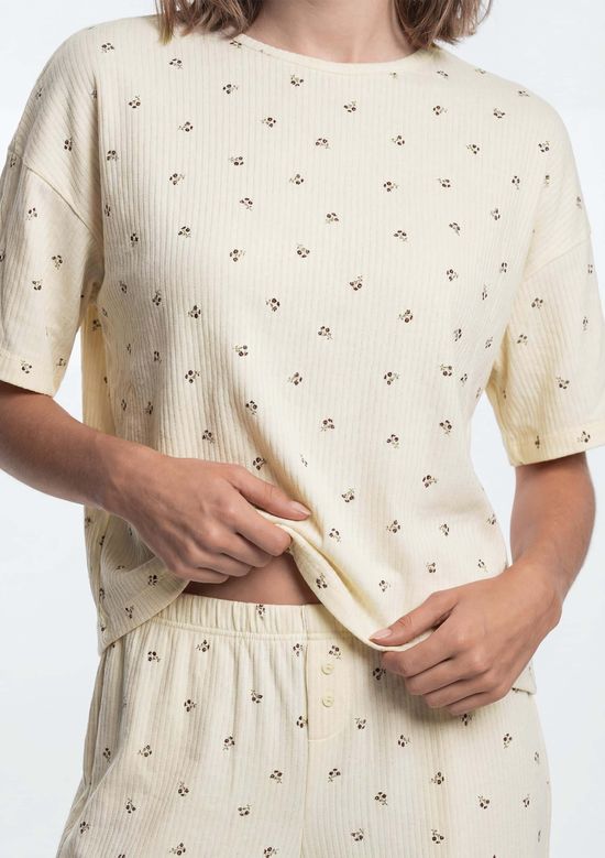 Foto do produto: Pijama Feminino Em Malha Jacquard - Creme