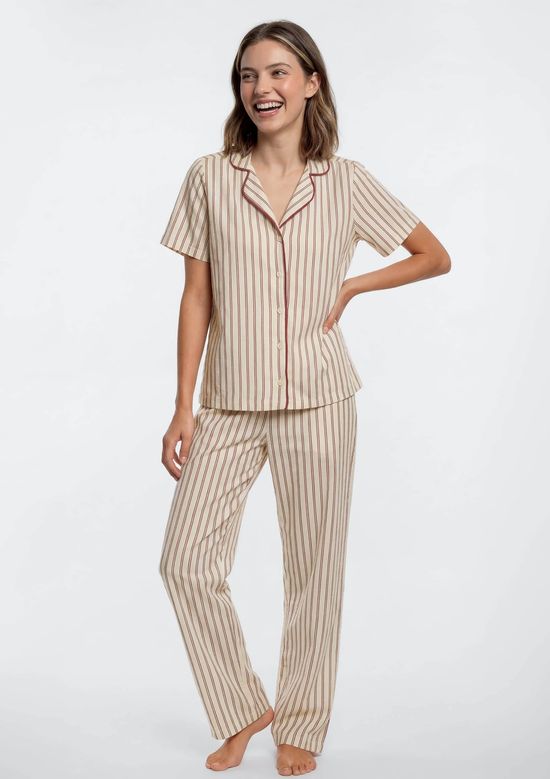 Foto do produto: Pijama Feminino Longo Fio Tinto - Creme