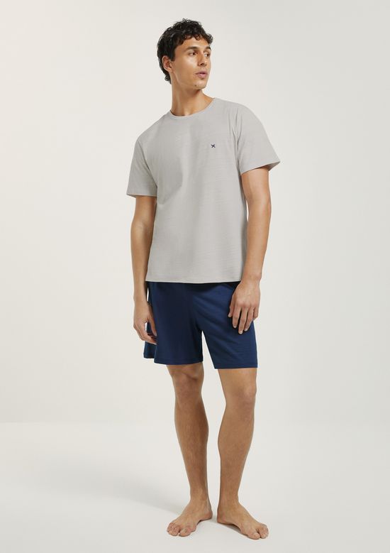 Foto do produto: Pijama Curto Masculino Com Bordado - Cinza