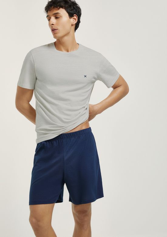 Foto do produto: Pijama Curto Masculino Com Bordado - Cinza