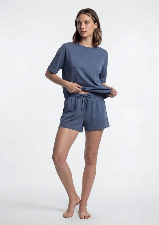 Foto do produto: Pijama Feminino Curto Box Em Algodão - Azul