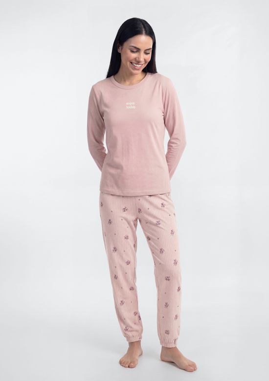 Foto do produto: Pijama Longo Feminino Estampado - Rosa