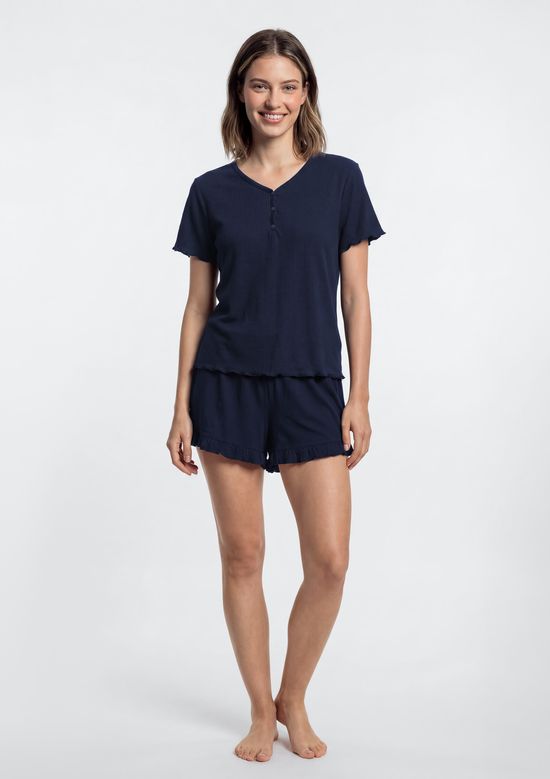 Foto do produto: Pijama Feminino Curto Texturizado - Azul