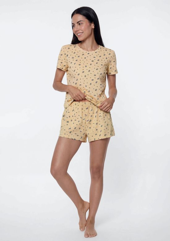 Foto do produto: Pijama Feminino Curto Estampado - Amarelo